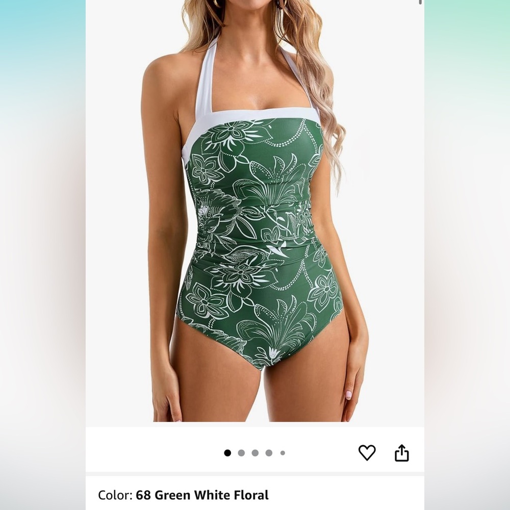 SUUKSESS Women Sexy Tummy Control One Piece Swimsuit Halter Retro Bathing Suit